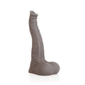 Gray silicone phallic-shaped dildo with textured ridges and rounded base sport fucker dexter liquid silicone medium m