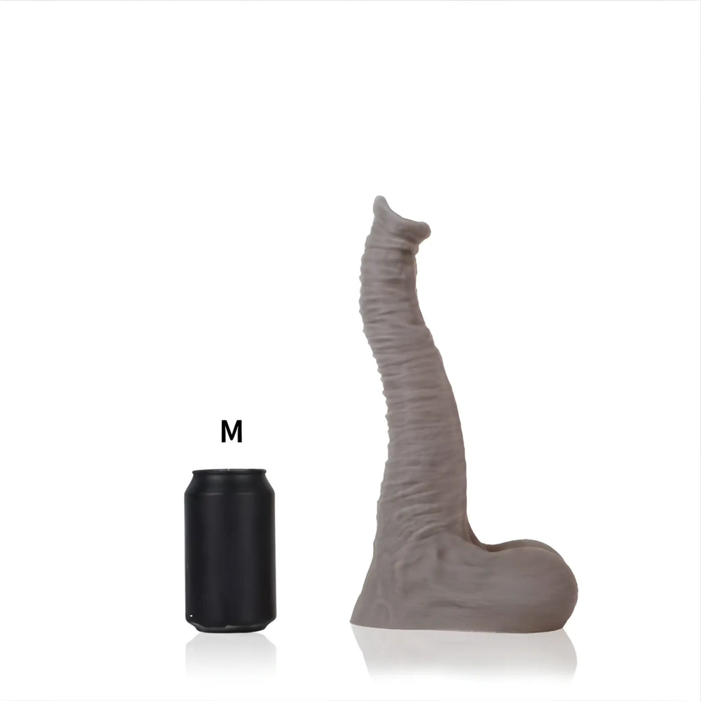 Gray sport fucker dexter medium m silicone dildo with textured surface and tapered base for sport use
