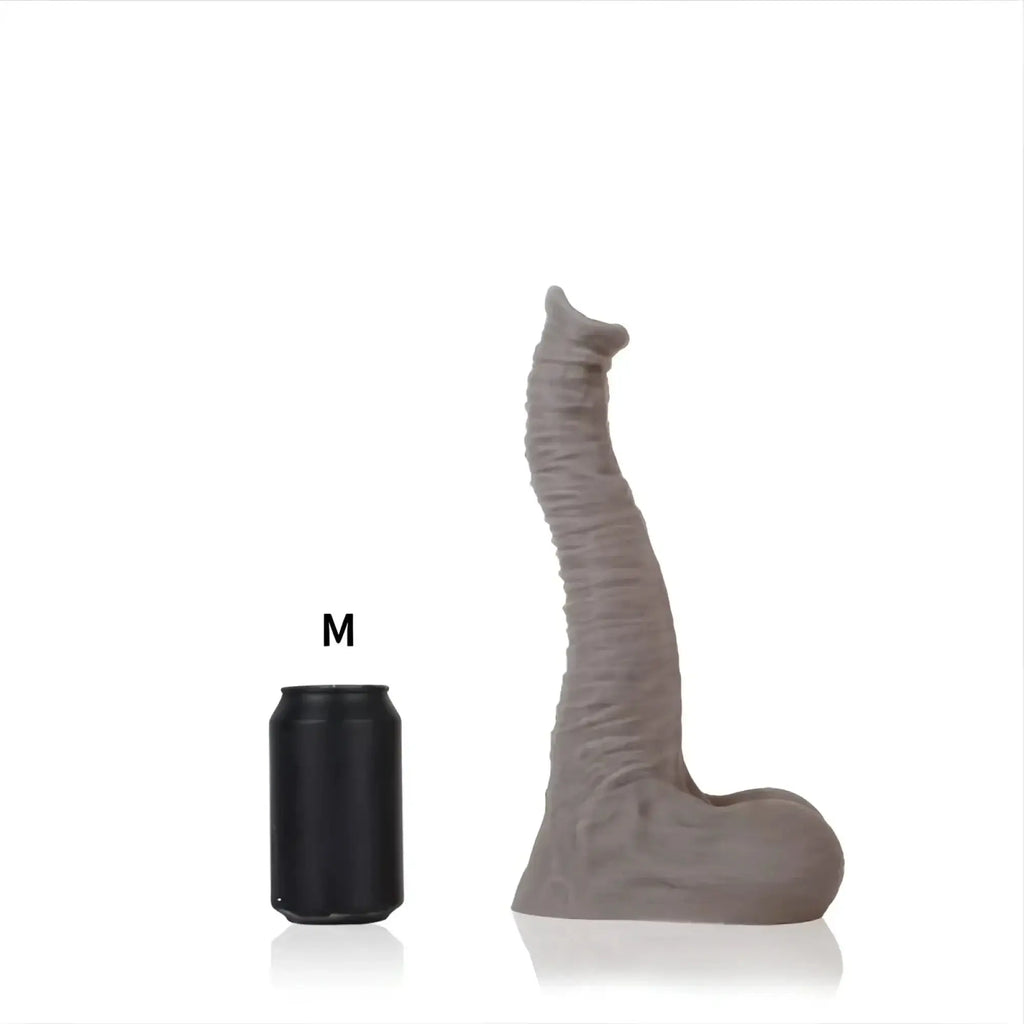 Gray sport fucker dexter medium m silicone dildo with textured surface and tapered base for sport use