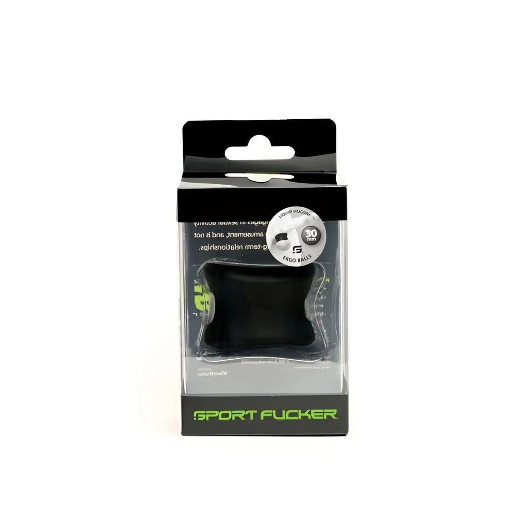 Black liquid silicone erogenous sport fucker ergo balls 30mm in branded package for intimate use