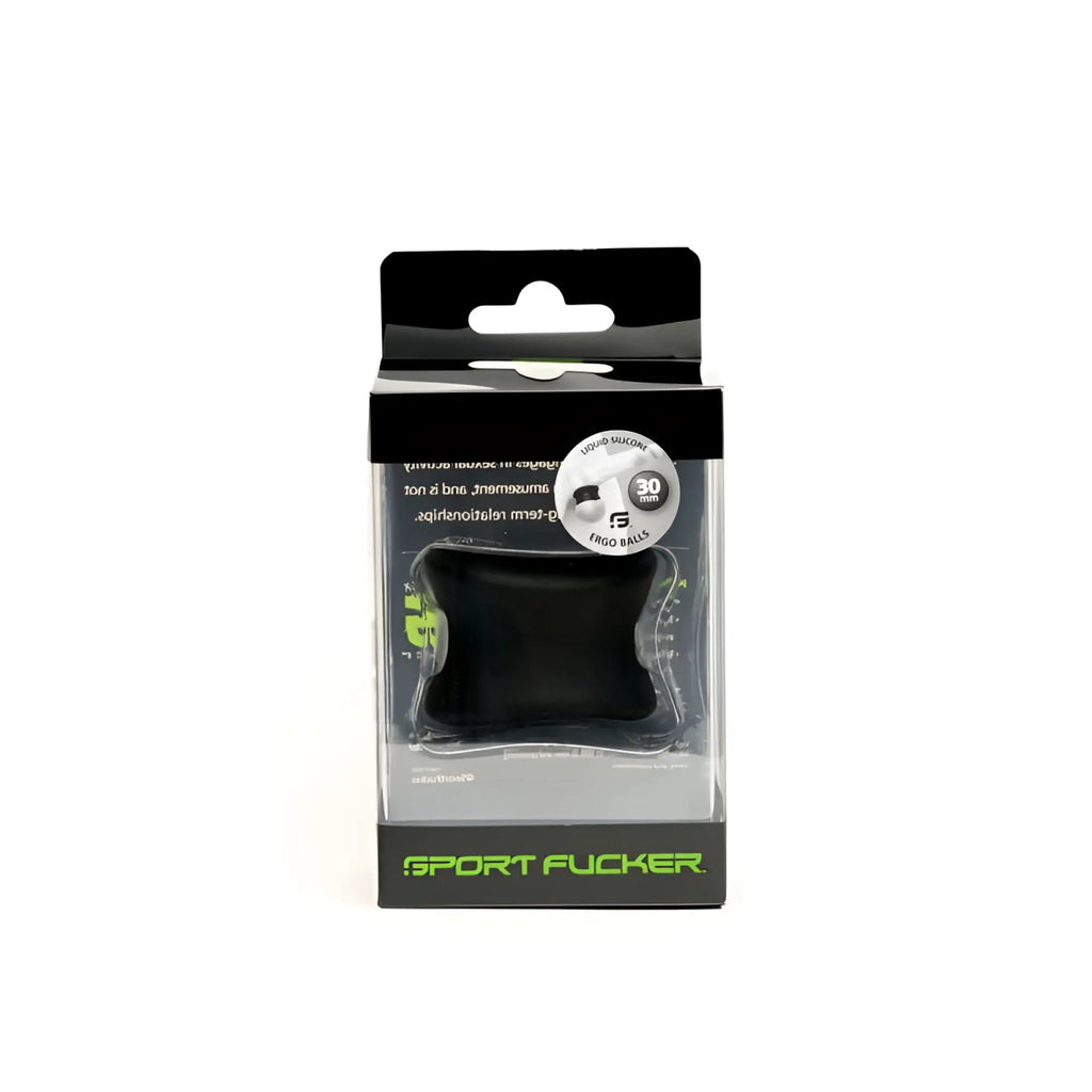 Black liquid silicone erogenous sport fucker ergo balls 30mm in branded package for intimate use