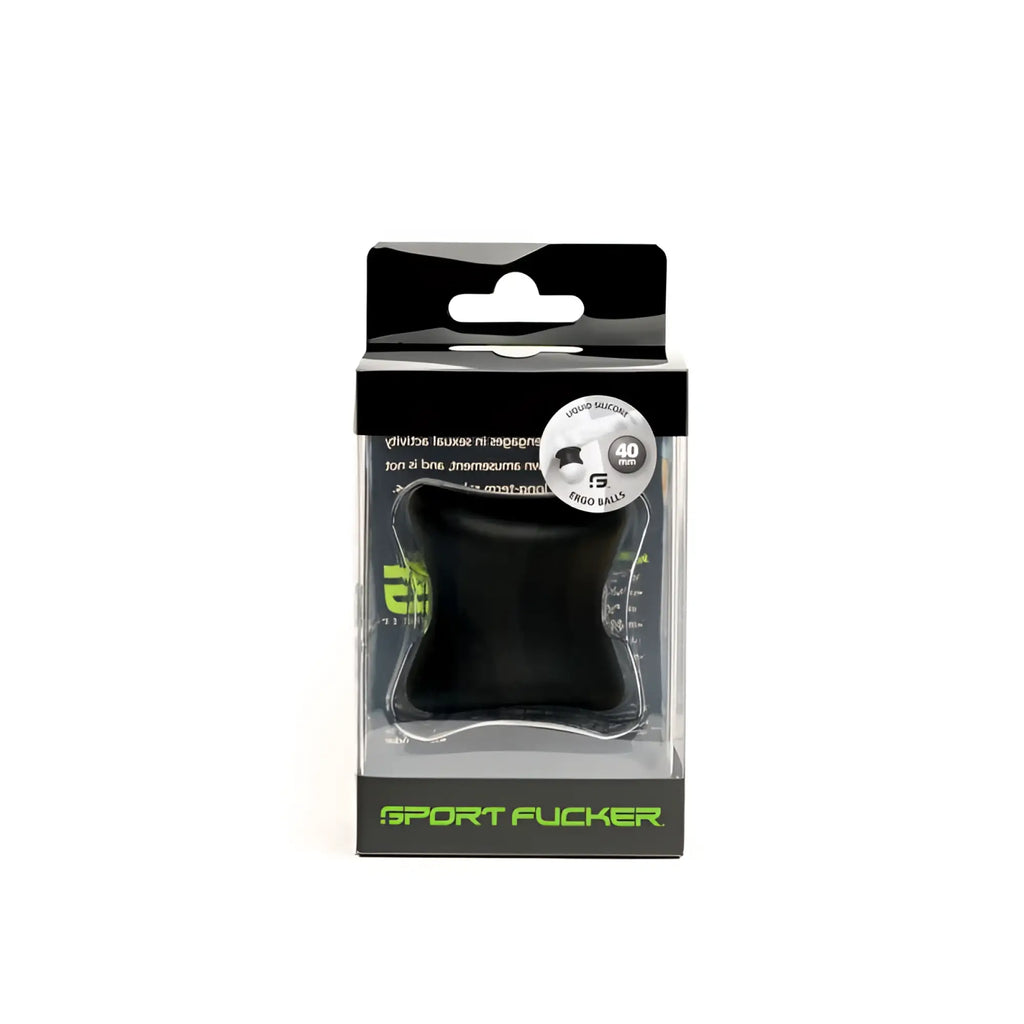 Sport fucker ergo balls 40mm black liquid silicone engo balls in clear and black retail package