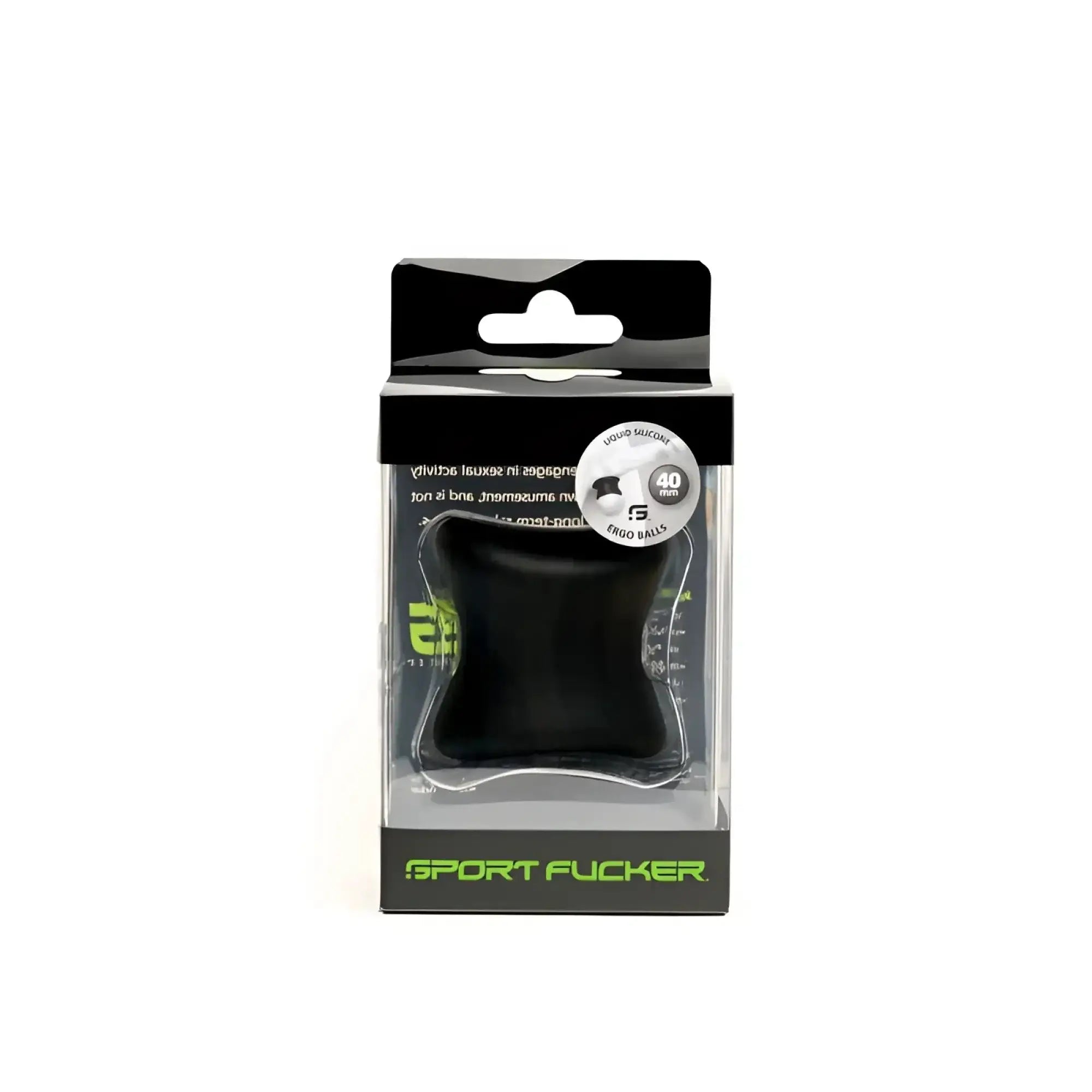 Sport fucker ergo balls 40mm black liquid silicone engo balls in clear and black retail package