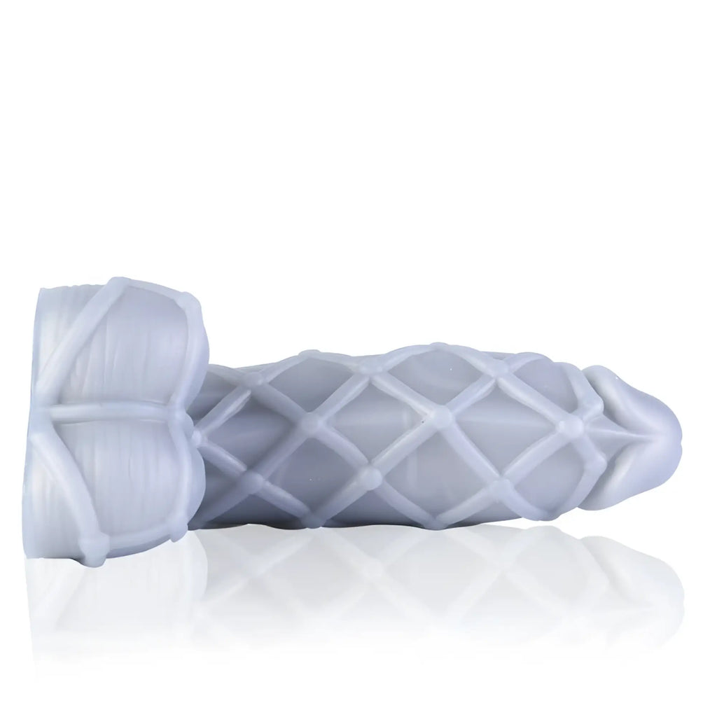 Sport fucker fetishique medium m translucent white dildo with diamond pattern texture and rounded ribbed silicone base
