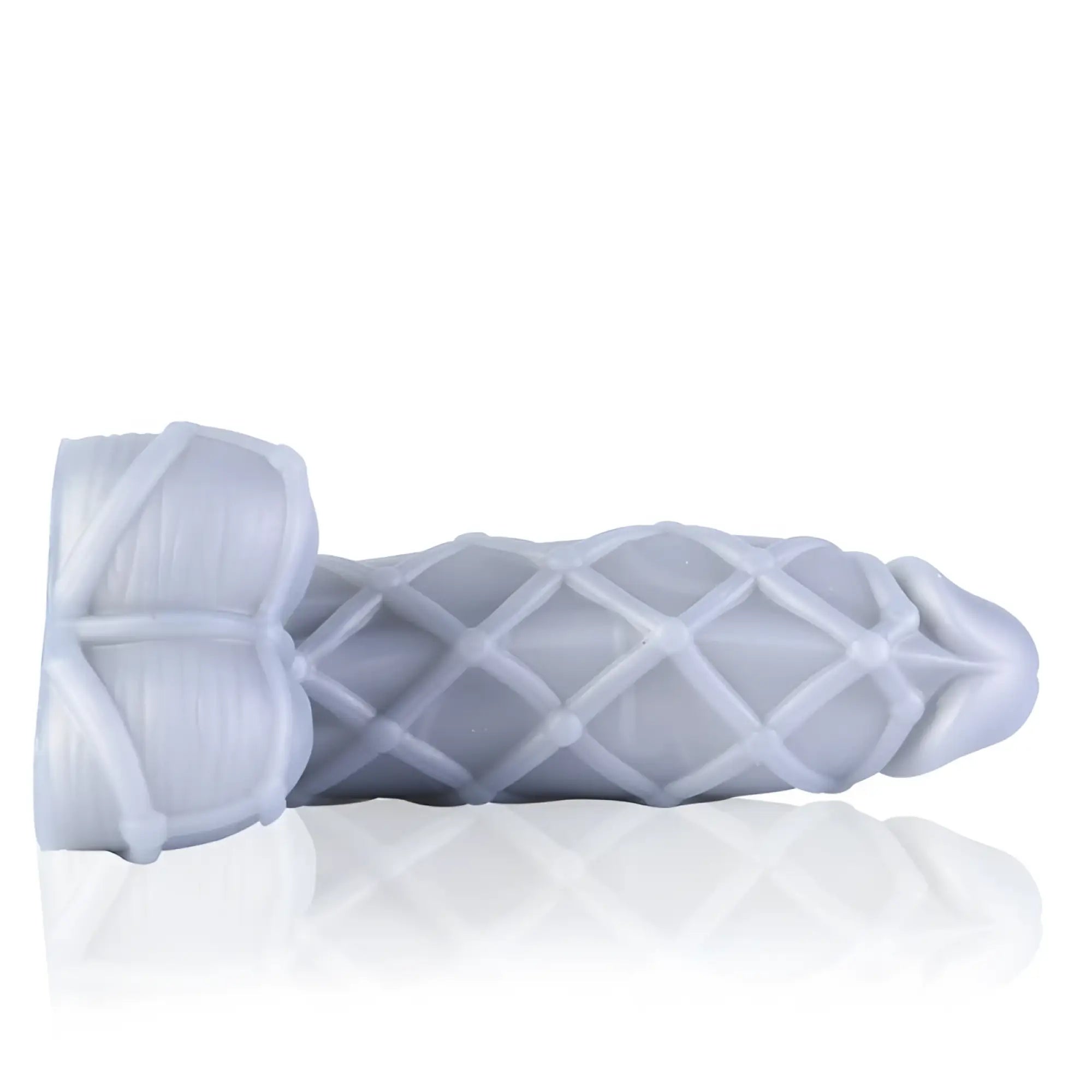 Sport fucker fetishique medium m translucent white dildo with diamond pattern texture and rounded ribbed silicone base