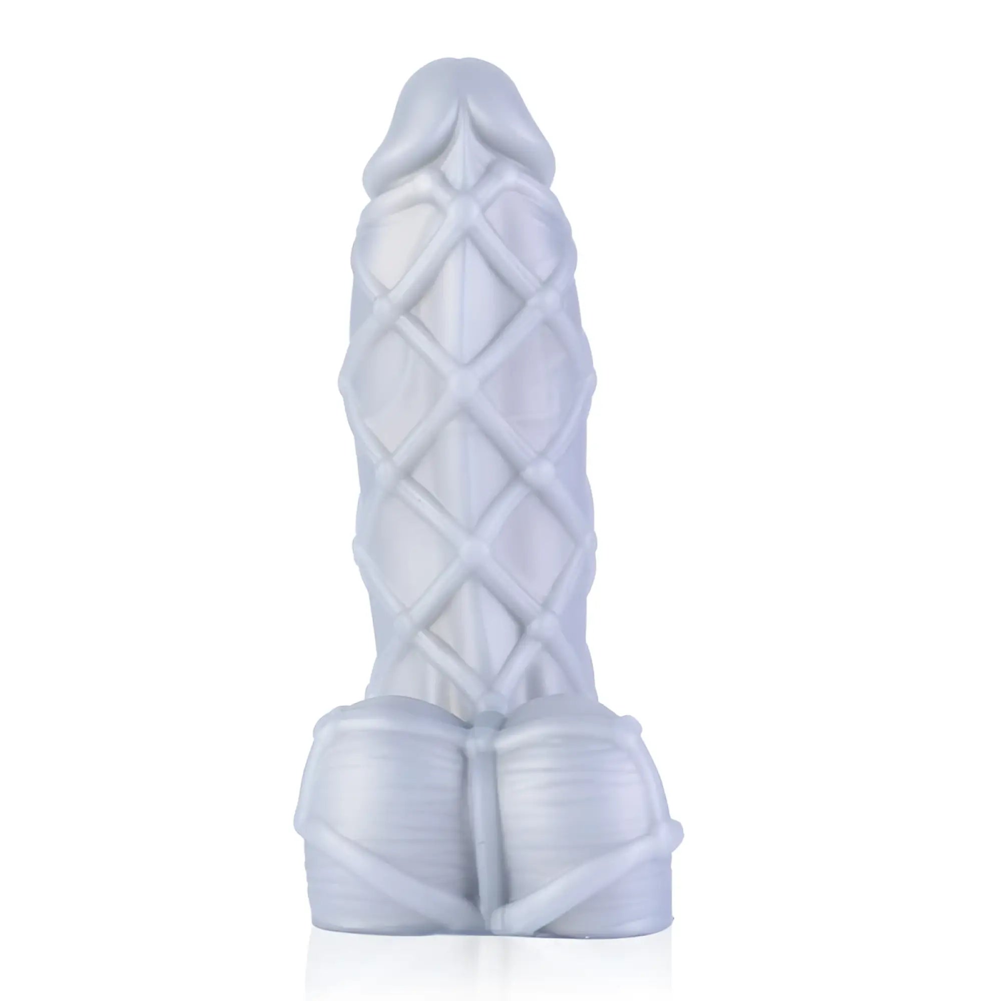 White silicone dildo with diamond-patterned texture and rounded base from sport fucker fetishique medium m
