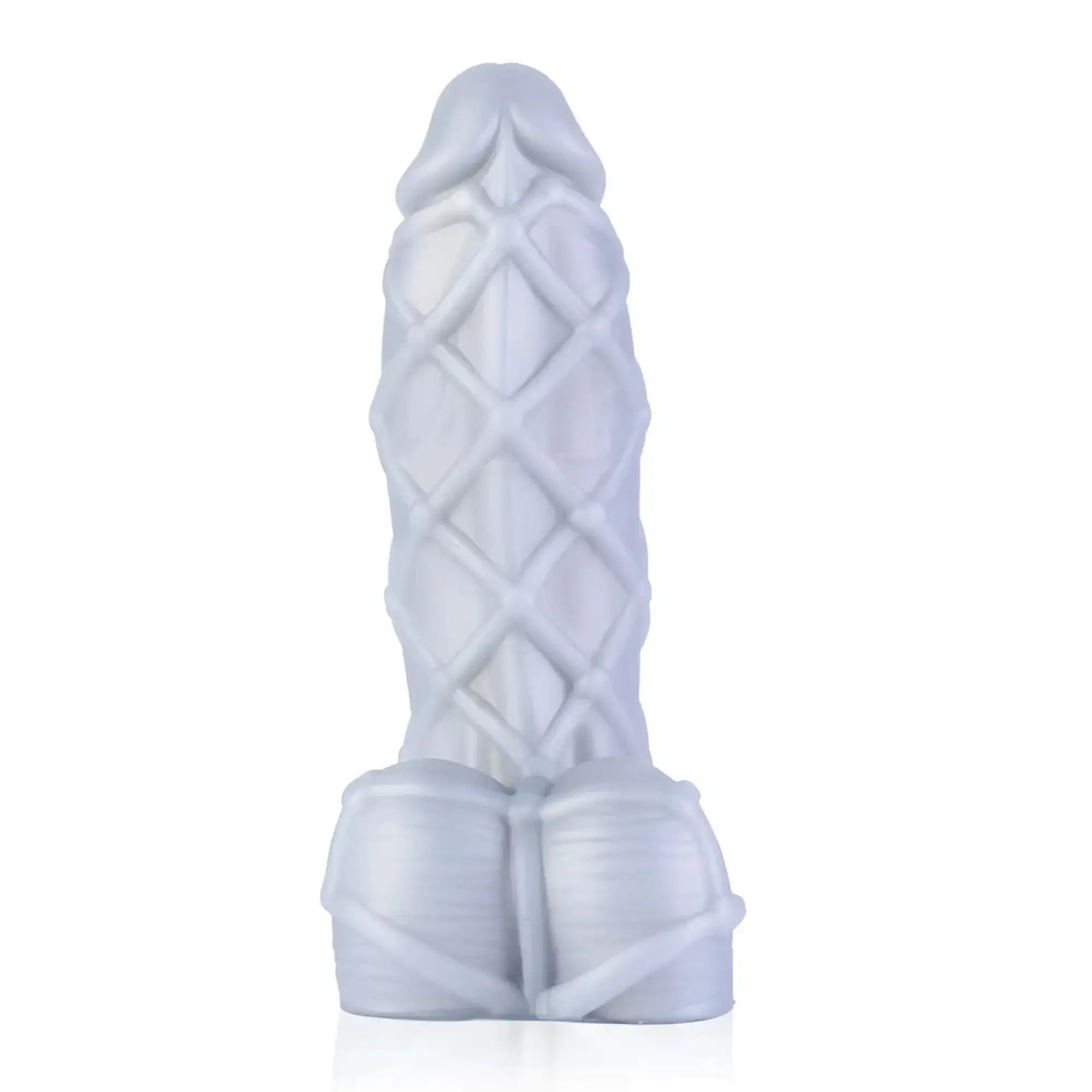 White silicone dildo with diamond-patterned texture and rounded base from sport fucker fetishique medium m