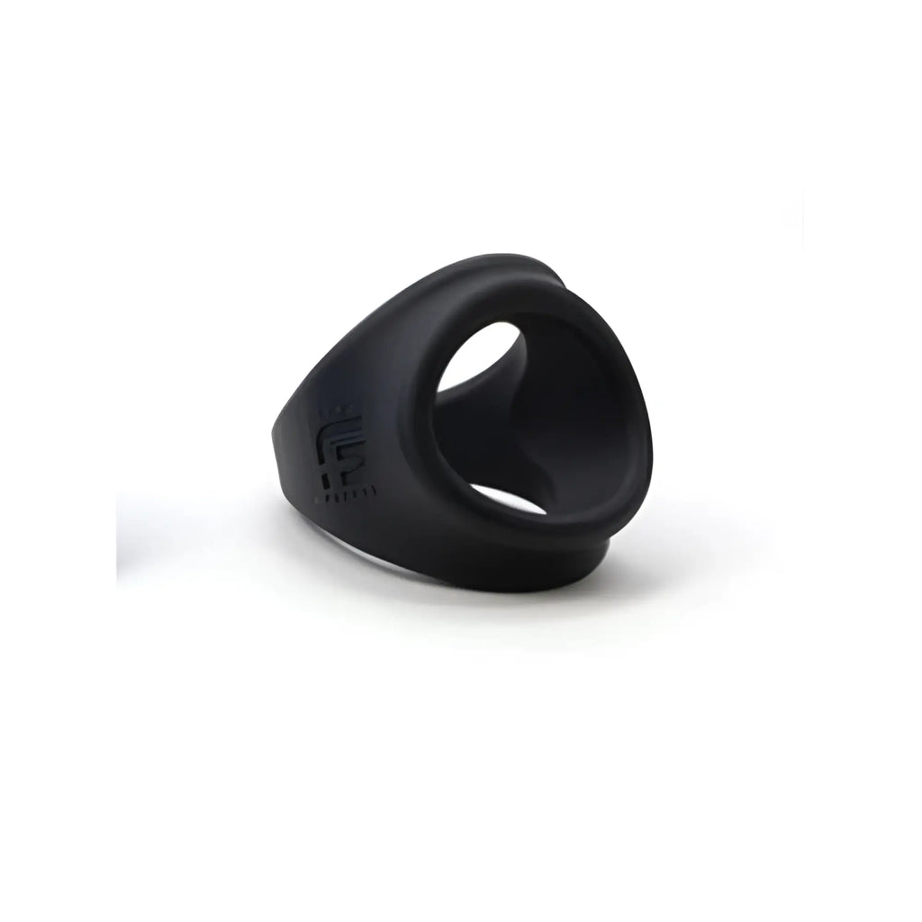 Black silicone sport fucker freeballer ring with smooth rounded interior and slightly textured exterior surface