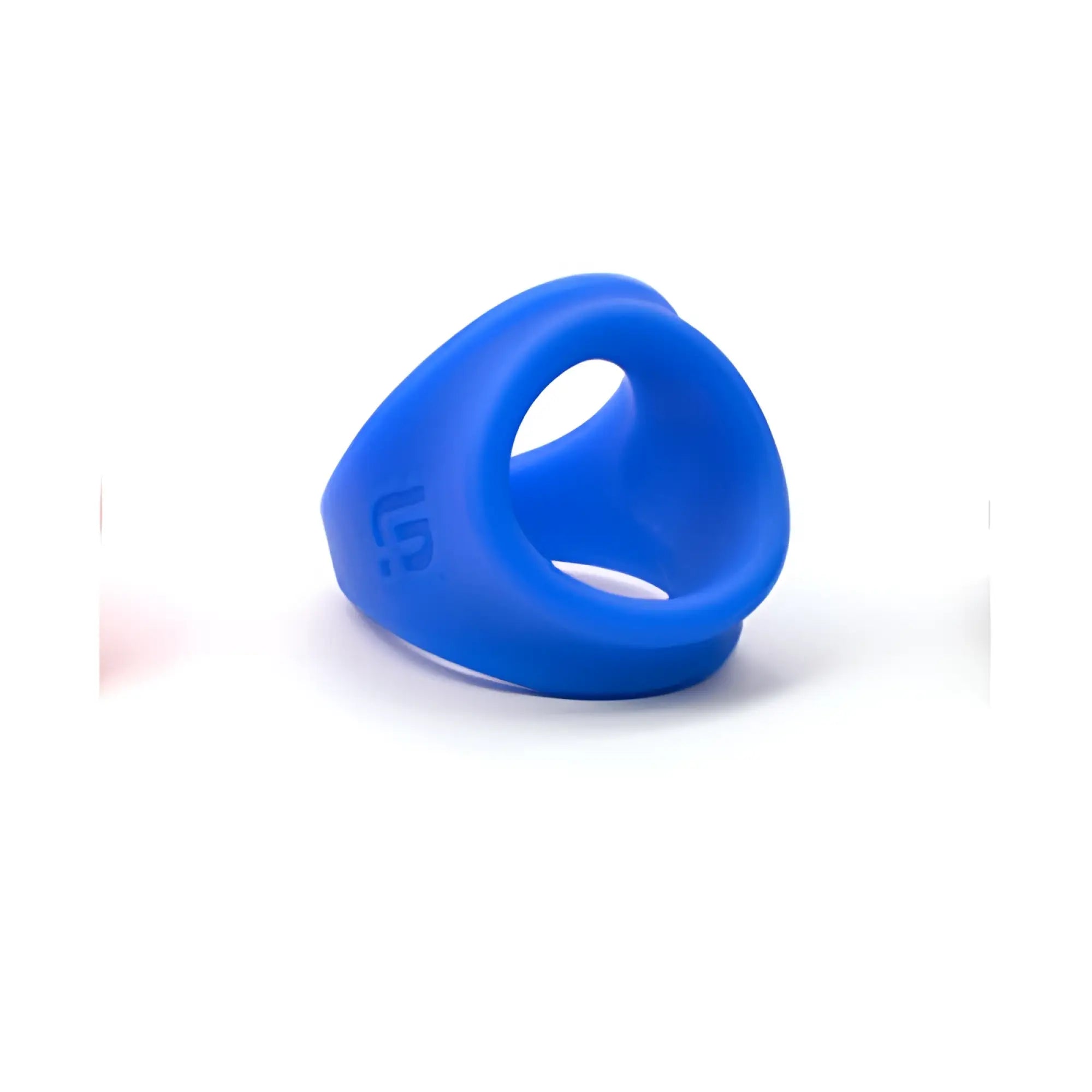 Blue silicone sport fucker freeballer ring with smooth rounded design and subtle branding on the side