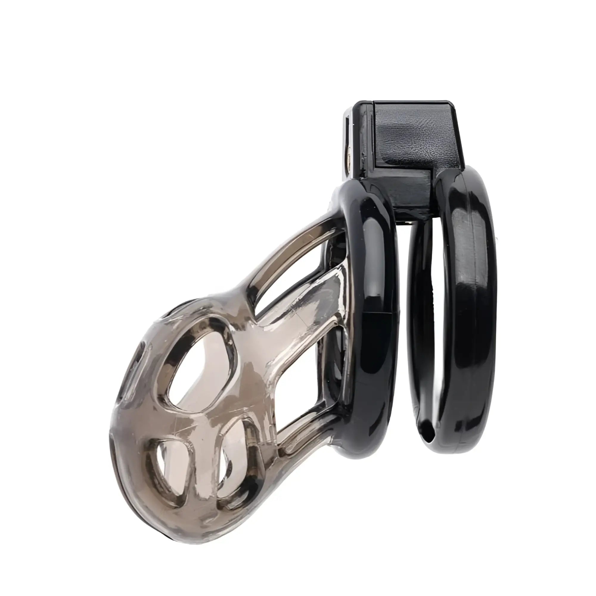 Black and translucent gray sport fucker gladiator size 1 soft cock cage with pussification plug in sleek modern design