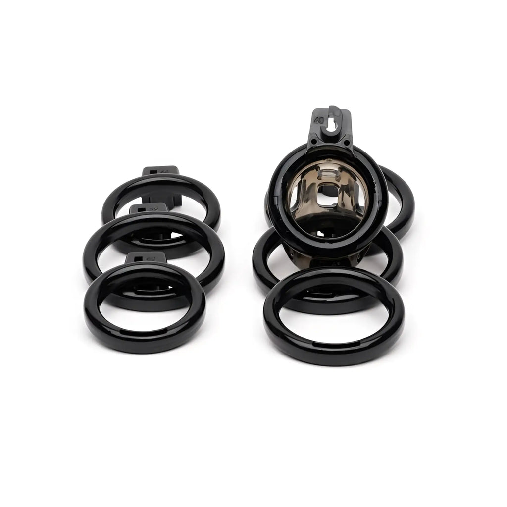 Black urethane sport fucker gladiator size 1 soft cock cage with metallic interior and locking mechanism