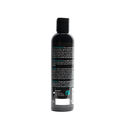 Black plastic bottle with black cap and white text label of sport fucker hybrid lubricant 8oz 236ml product