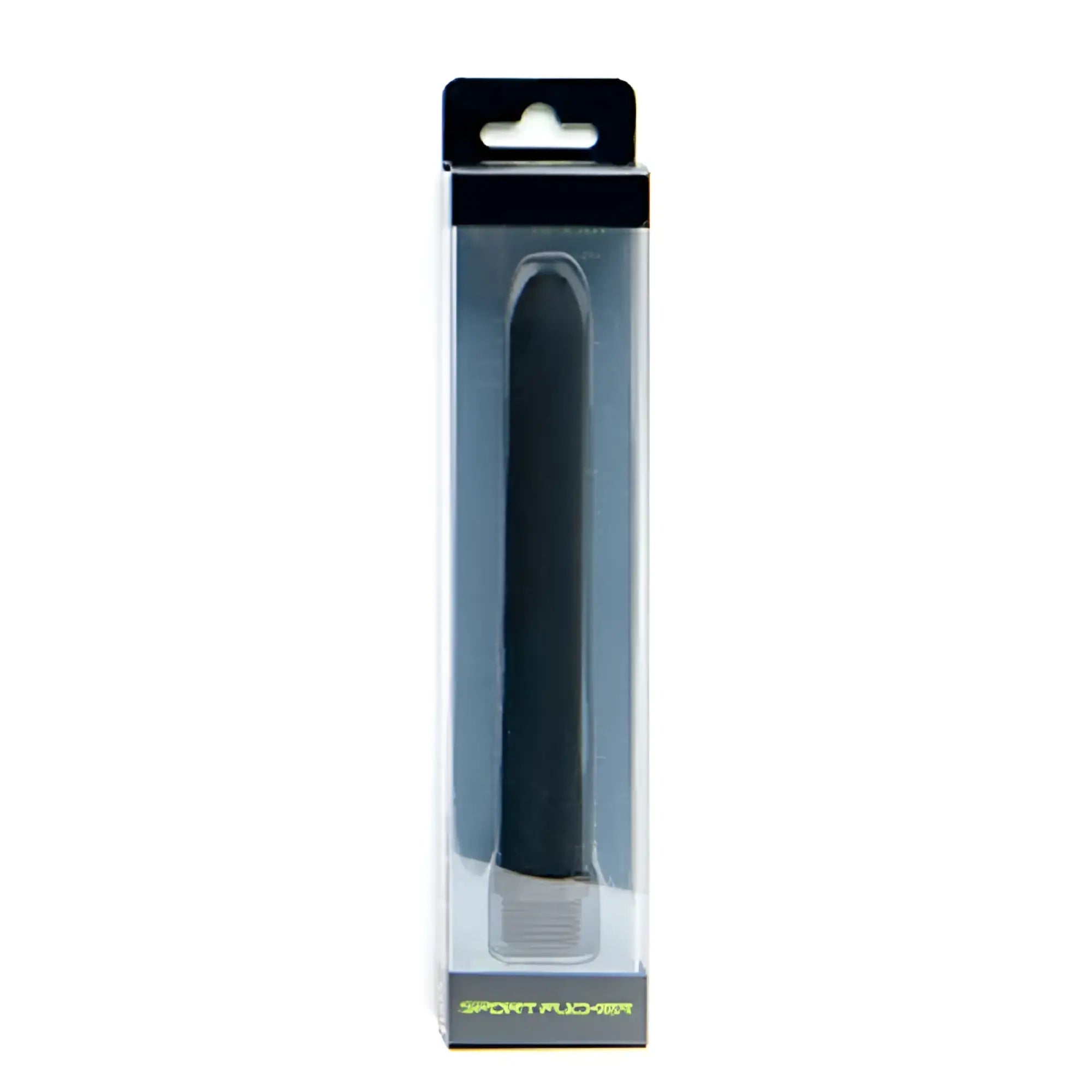 Black sport pudger vibratory device in clear plastic packaging for sport fucker locker room hose 6in use