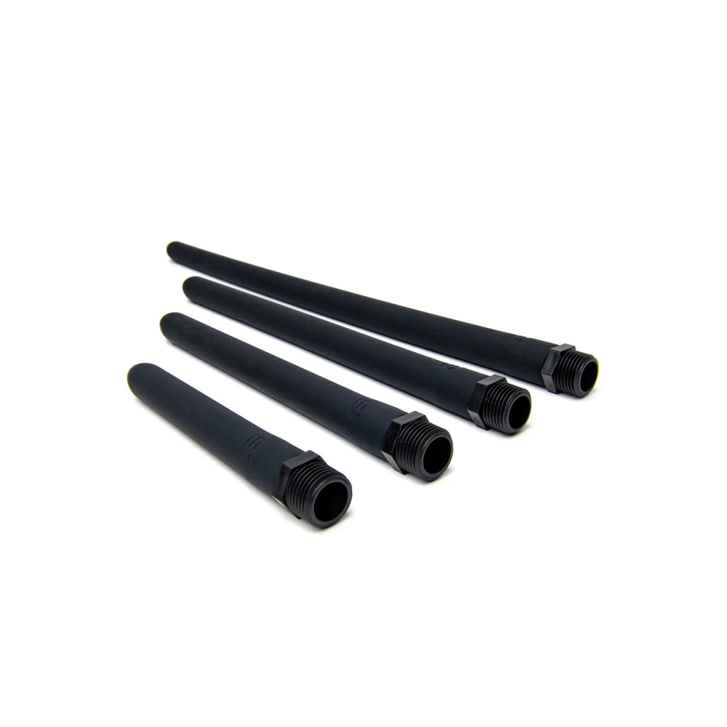 Black rubber-coated antenna rods with threaded metal connectors for sport fucker locker room hose black 6in product