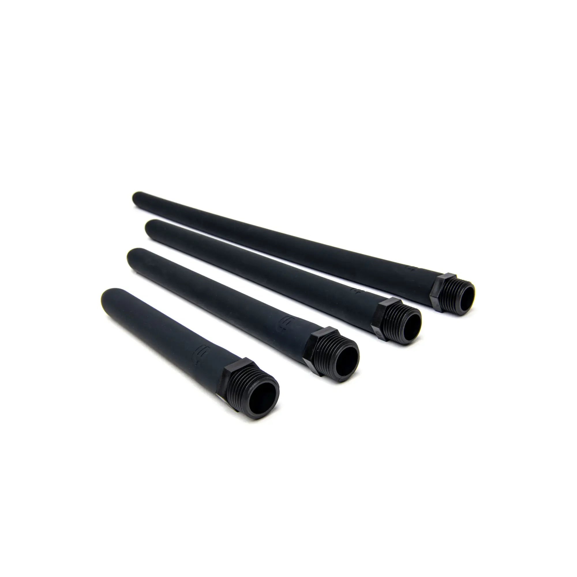 Black rubber-coated antenna rods with threaded metal connectors for sport fucker locker room hose black 6in product
