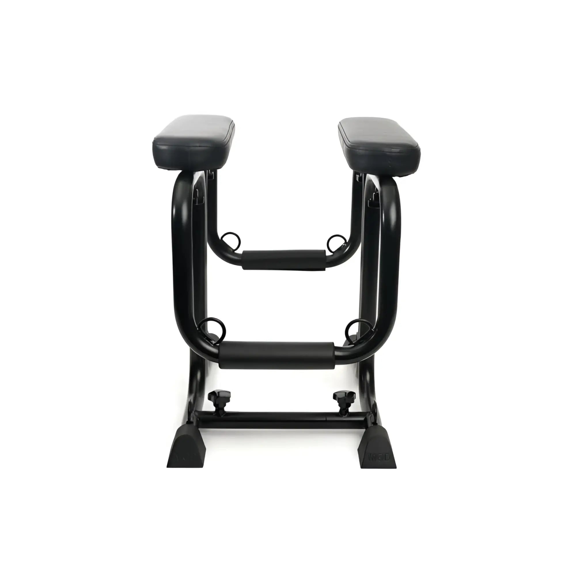 Black metal sport fucker mod love seat exercise bench with padded armrests and adjustable height settings