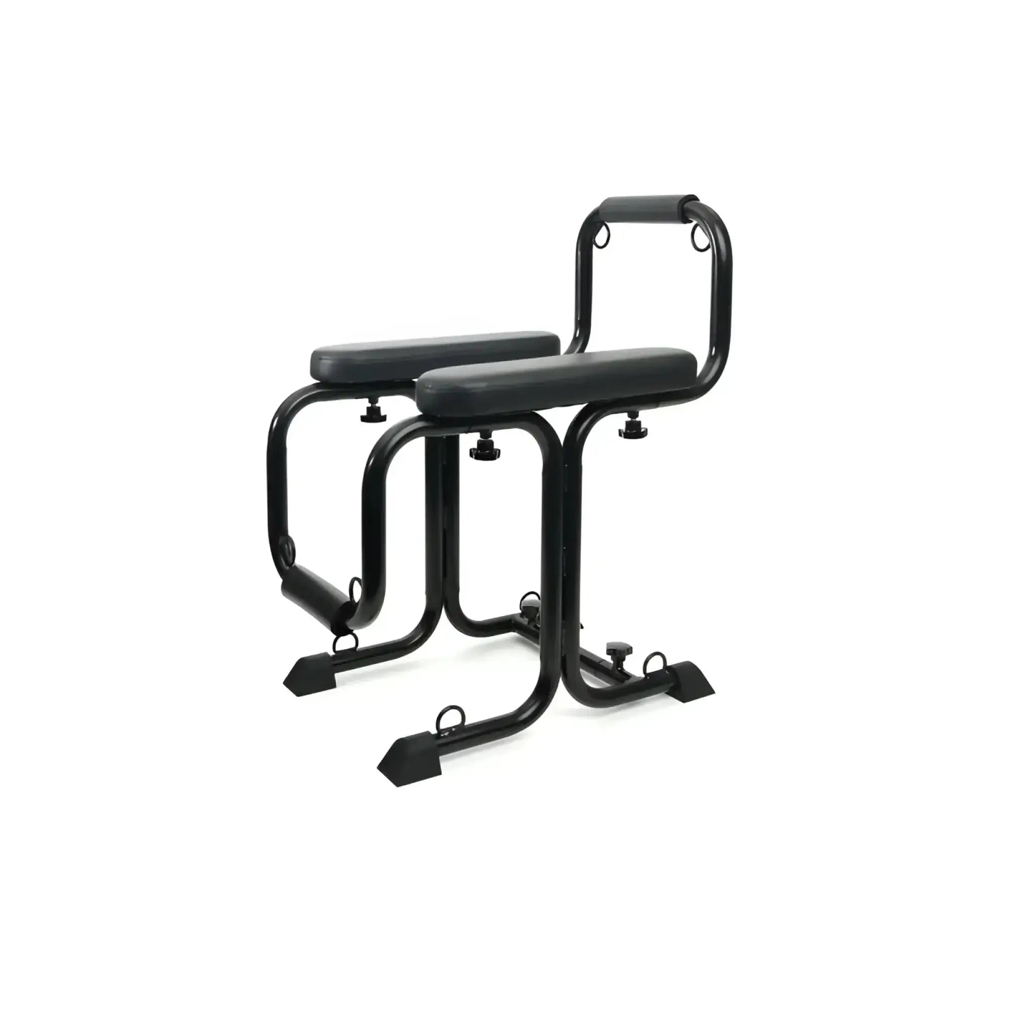 Black metal exercise bench with padded seat and backrest for sport fucker mod love seat fitness workouts