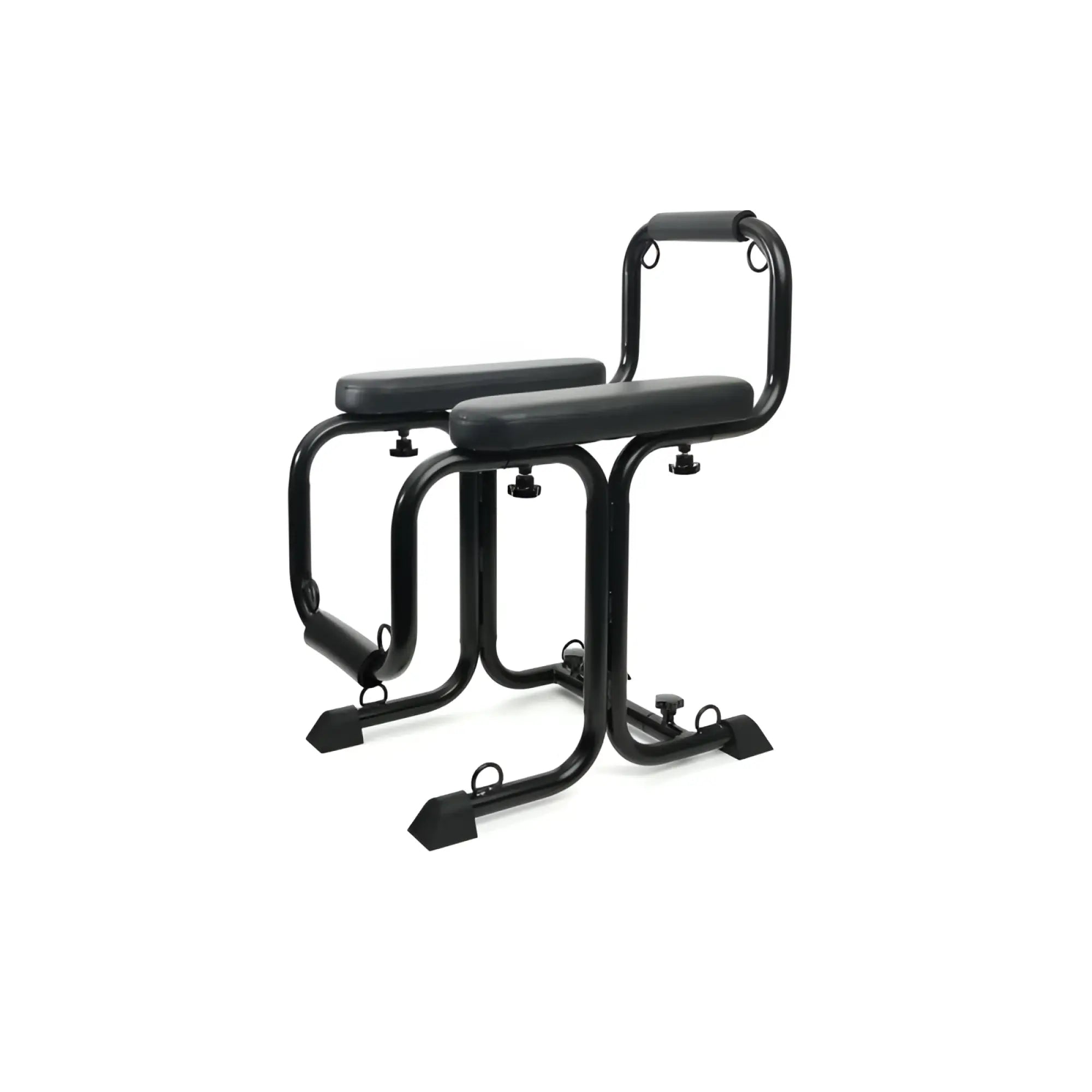 Black metal exercise bench with padded seat and backrest for sport fucker mod love seat fitness workouts