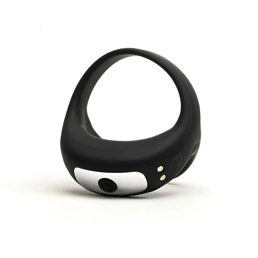 Black silicone sport fucker motovibe sling cock ring with white panel button and two small circular sensors
