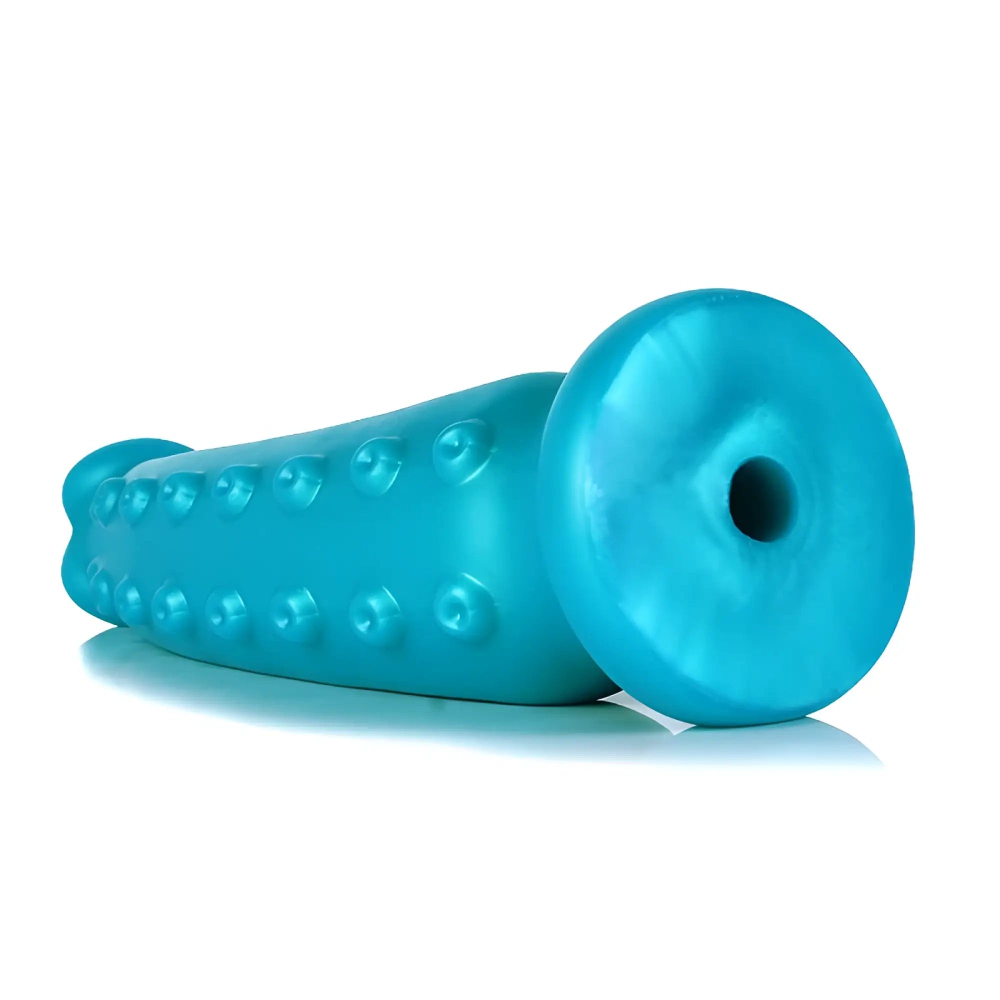 Teal silicone Sport Fucker OctoCock medium anal plug with textured rounded surface and central hole