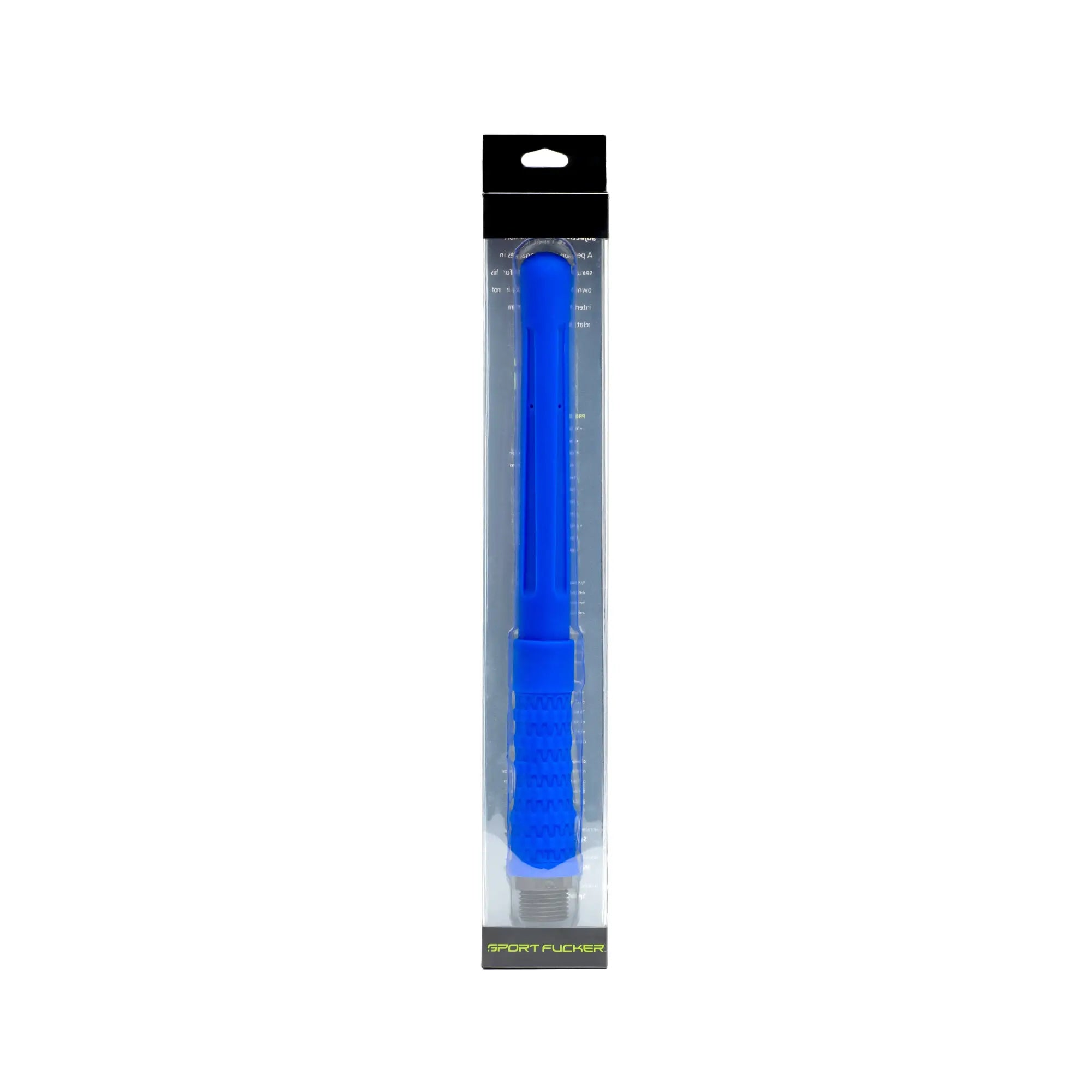 Blue silicone sport stick in clear packaging with black header and footer for Sport Fucker PowerShot Nozzle 10in