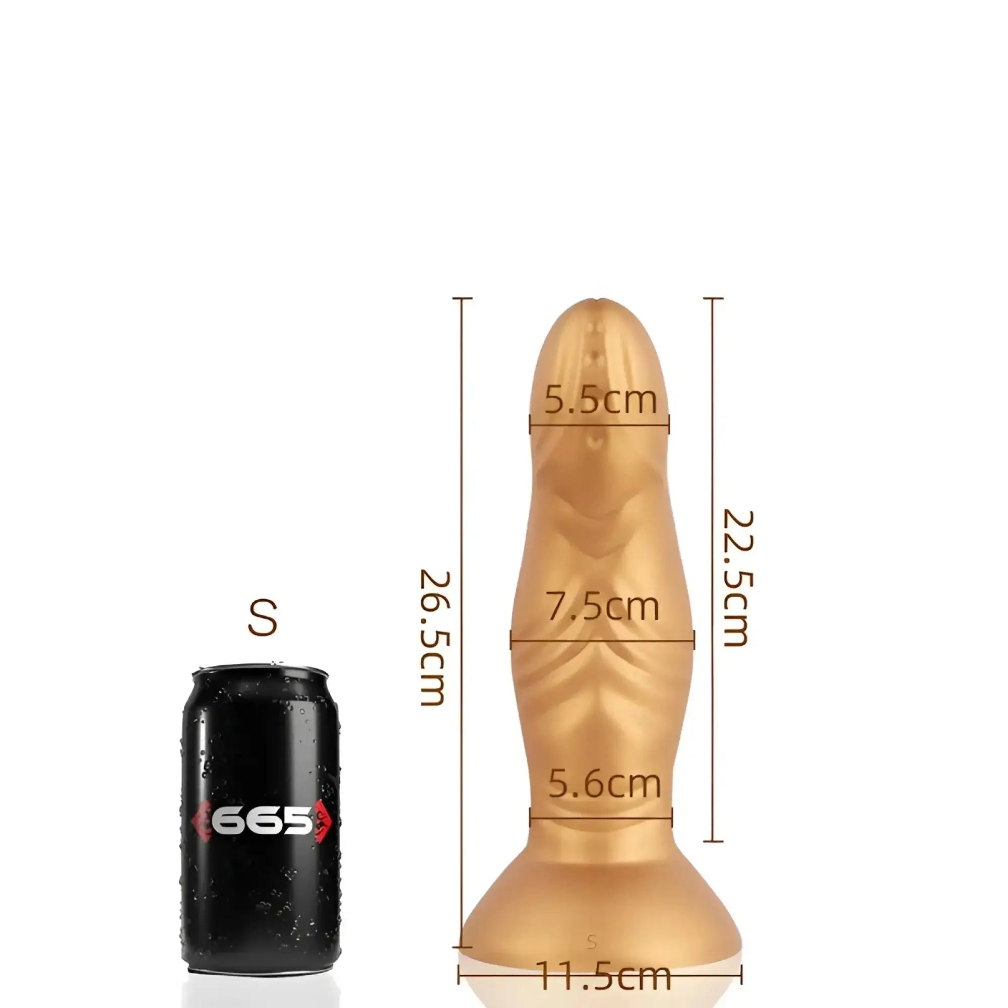 Gold-colored sport fucker pupa small dildo with tapered design and smooth liquid silicone texture