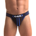 Black and blue 665 brand briefs with striped waistband in sport fucker rally jock strap blue size l design