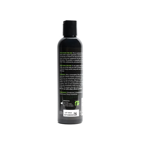 Black plastic bottle with black cap labeled sport fucker silicone lubricant 8oz 236ml personal lubricant product