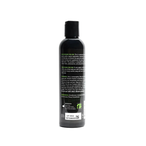 Black plastic bottle with black cap labeled sport fucker silicone lubricant 8oz 236ml personal lubricant product