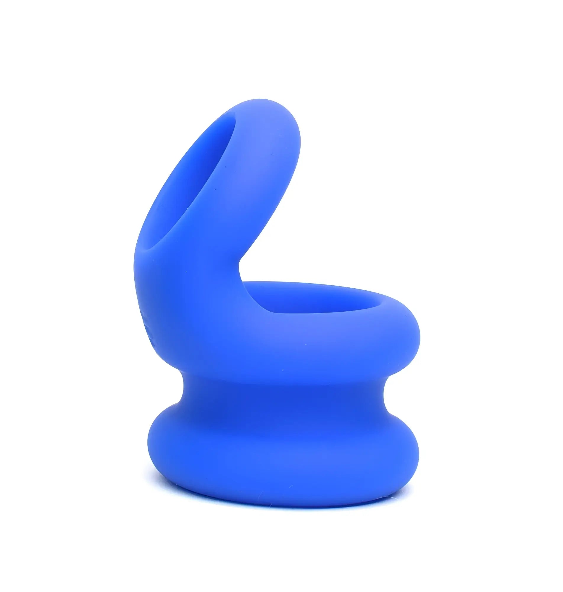 Bright blue silicone cock ring sport fucker switch hitter by sport fucker with ergonomic curved design and two chambers