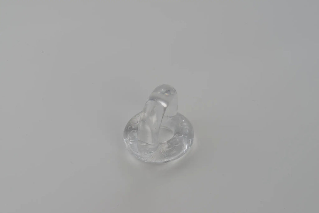 Clear transparent silicone earplug with rounded base and tapered top from sport fucker universal cockring clear collection