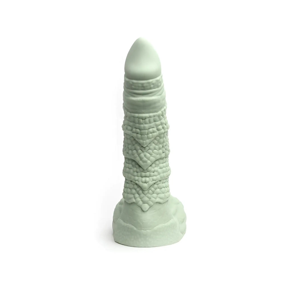 A pale green sport fucker willie liquid silicone dildo medium m with a textured phallic shape and tapered top and base