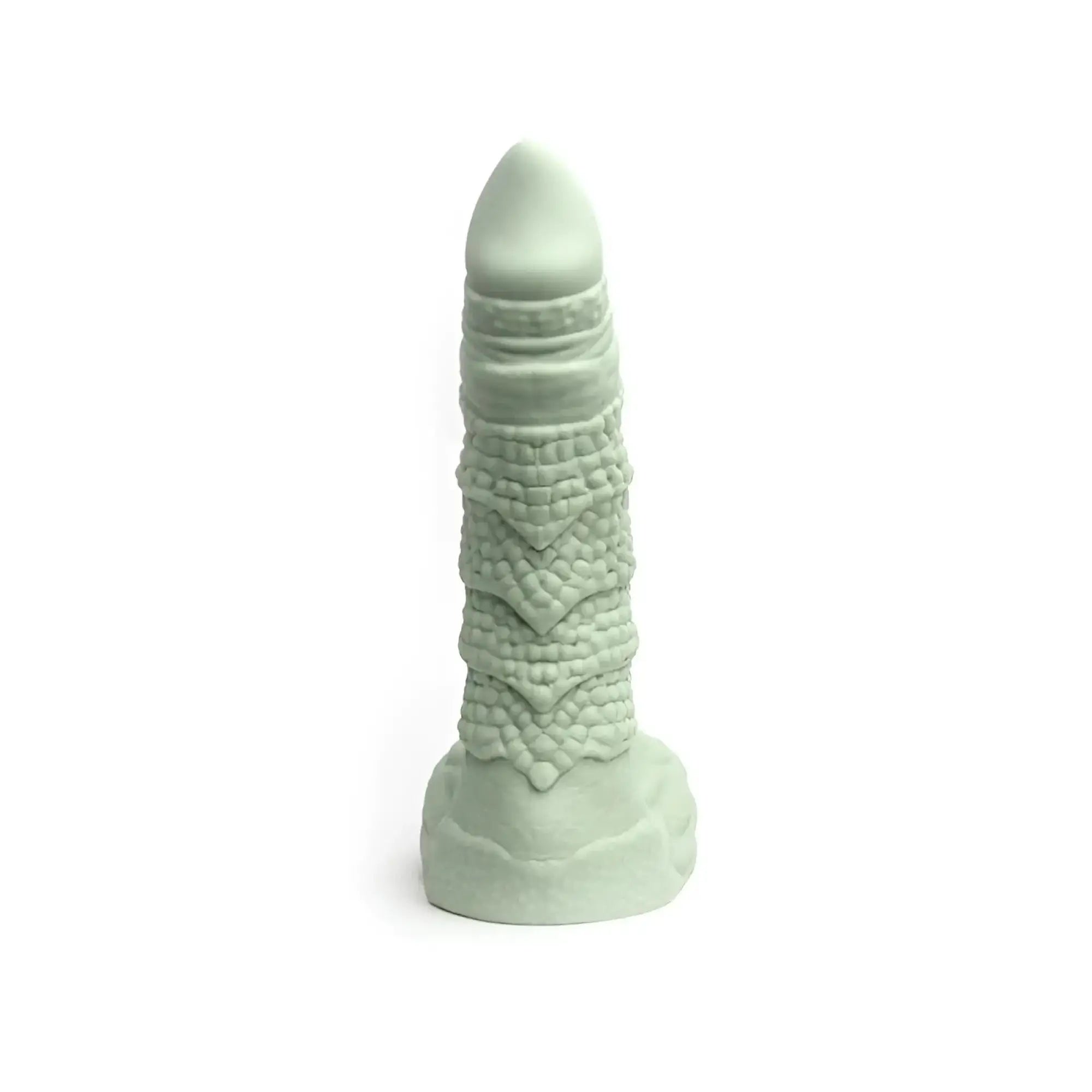 A pale green sport fucker willie liquid silicone dildo medium m with a textured phallic shape and tapered top and base
