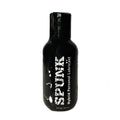 Black spunk hybrid personal lubricant bottle with white splatter design labeled spunk hybrid lube 2oz 59ml