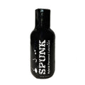 Black spunk hybrid personal lubricant bottle with white splatter design labeled spunk hybrid lube 2oz 59ml
