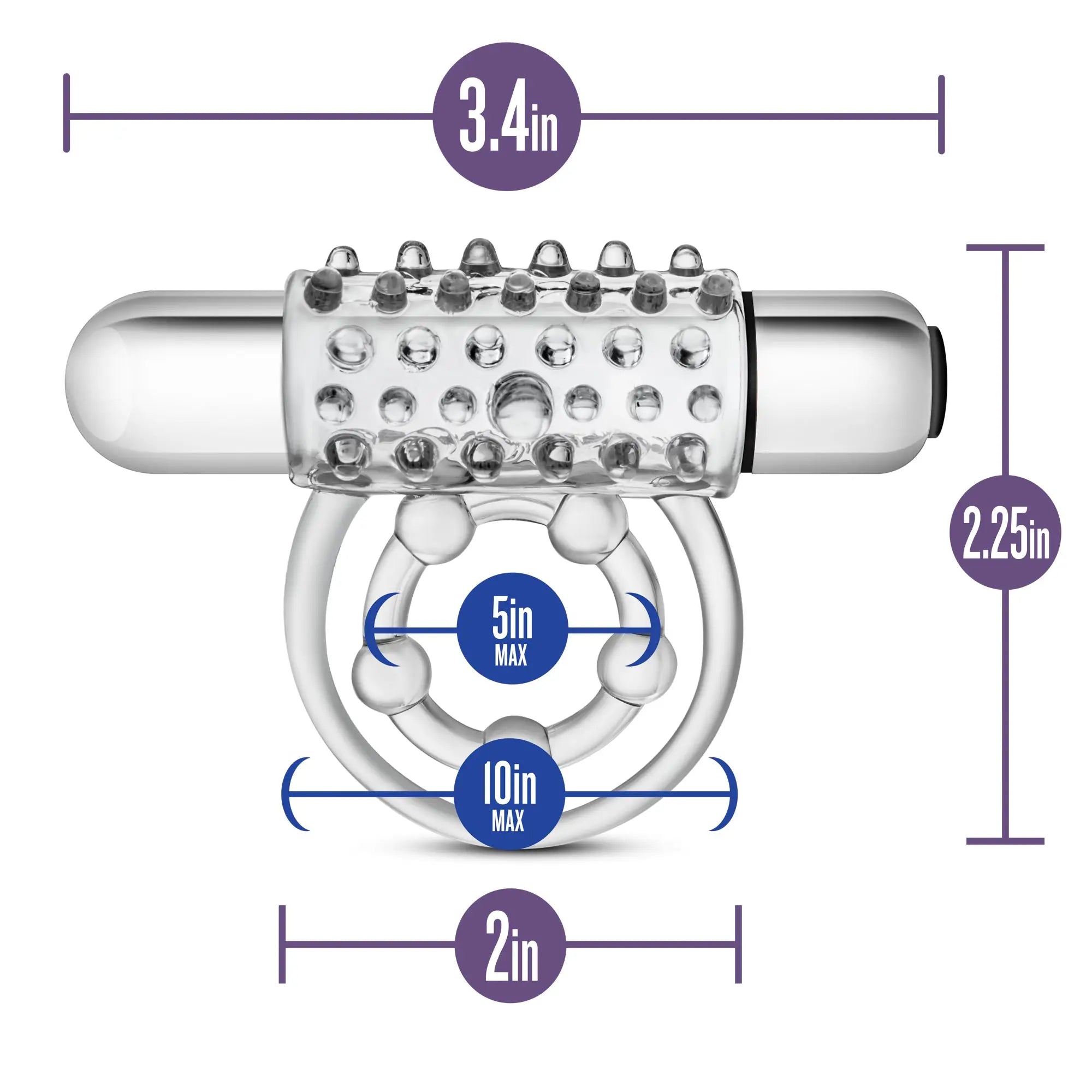 Silver metallic cylindrical vibrator with textured surface and clear plastic ring attachments from stay hard stay hard vibrating super clitifier clear
