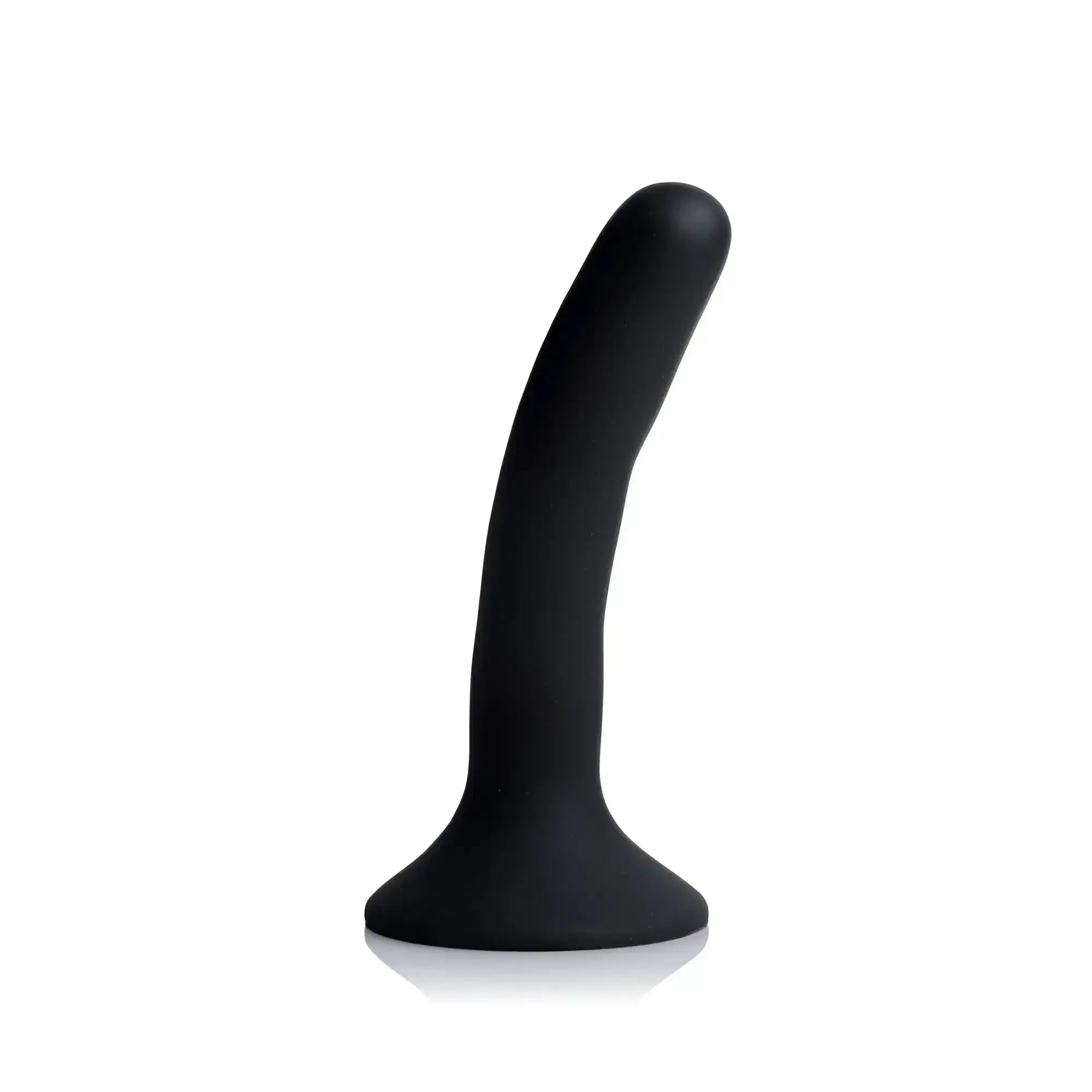 Black silicone anal plug with smooth curved design and rounded tip from strap u black silicone strap-on dildo small