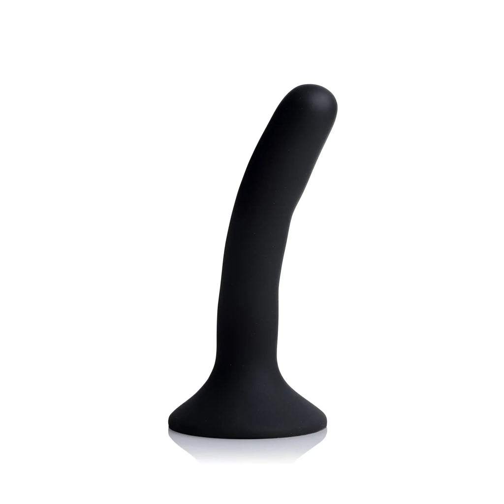 Black silicone anal plug with smooth curved design and rounded tip from strap u black silicone strap-on dildo small