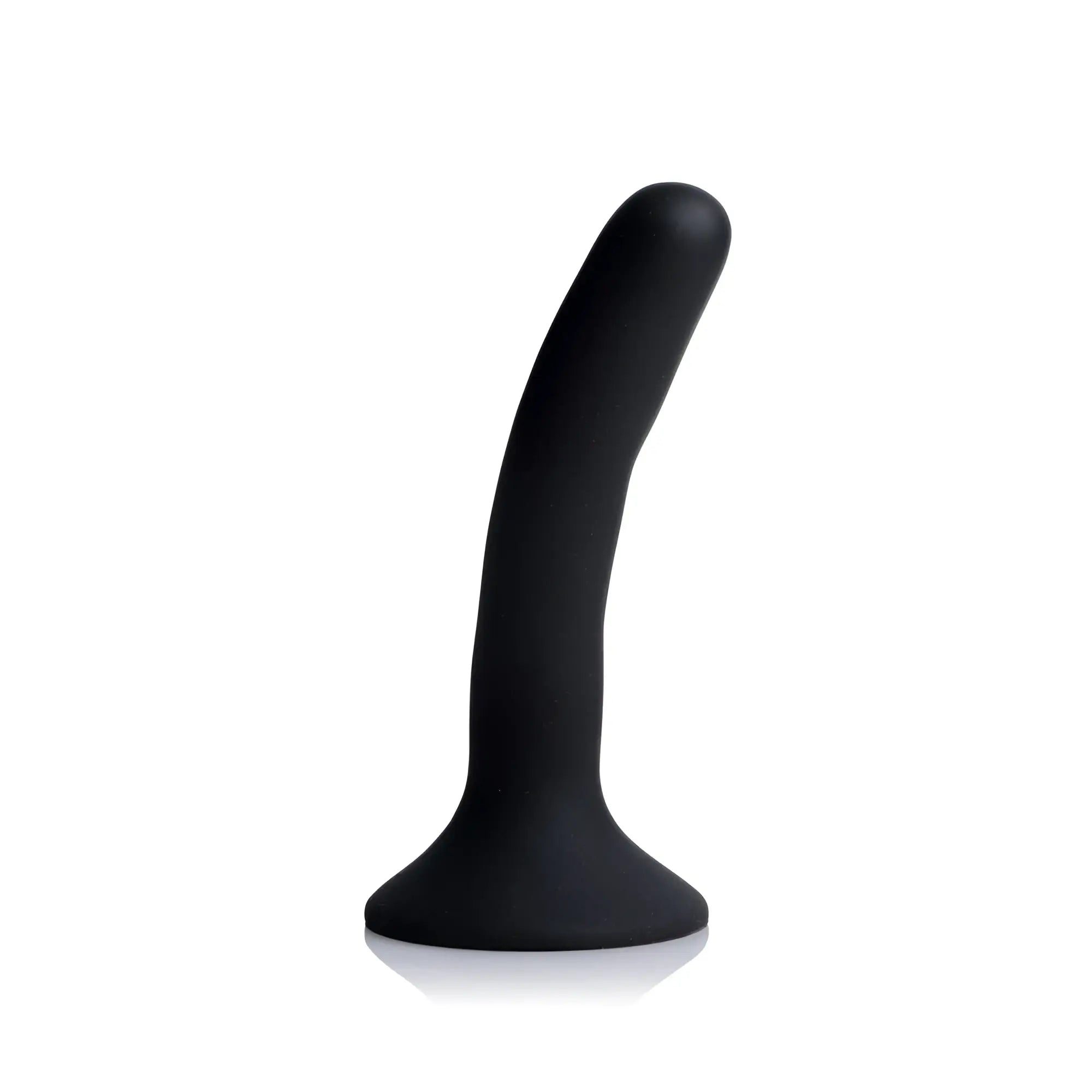 Black silicone anal plug with smooth curved design and rounded tip from strap u black silicone strap-on dildo small