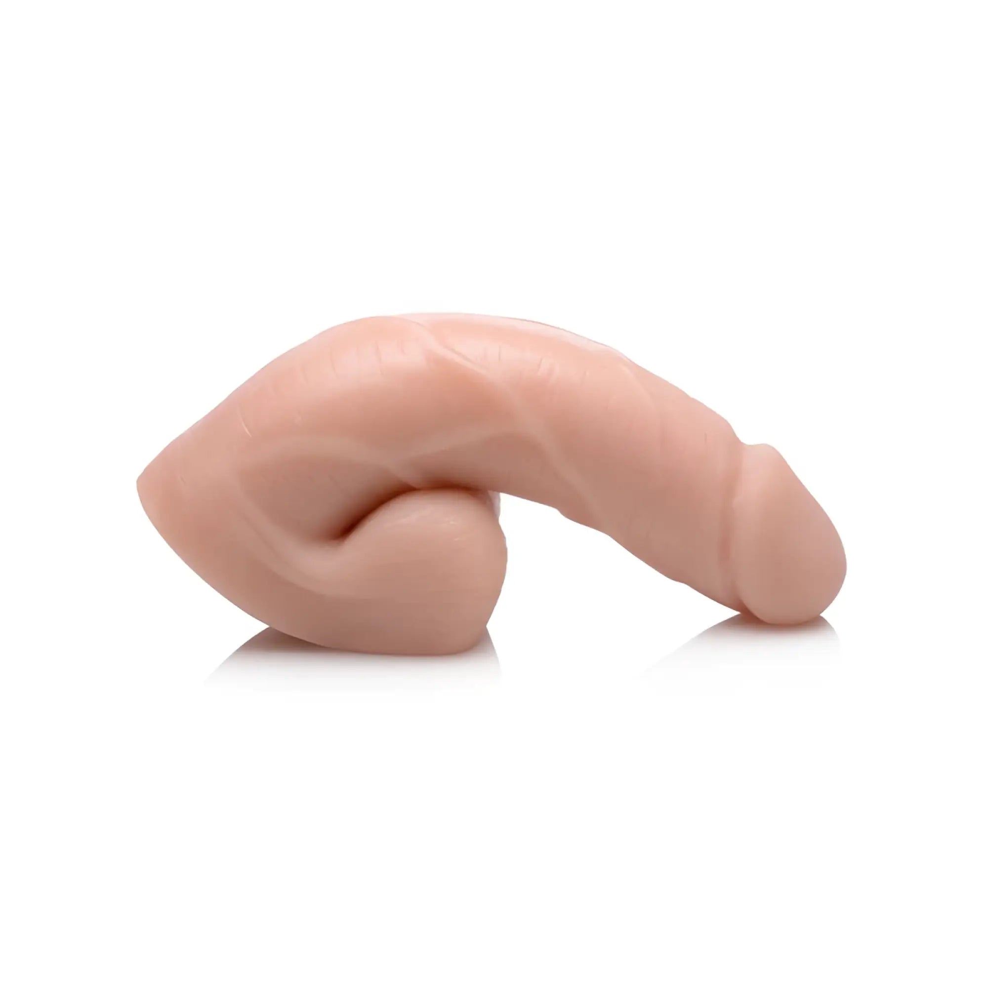Pink silicone phallus-shaped strap u large bulge soft packer dildo in light skin tone for packing use
