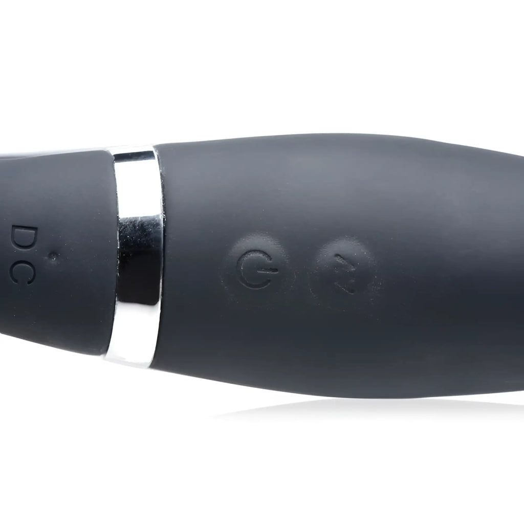 Black silicone strap u mighty rider 10x strapless strap-on with silver metallic band and two embossed control buttons