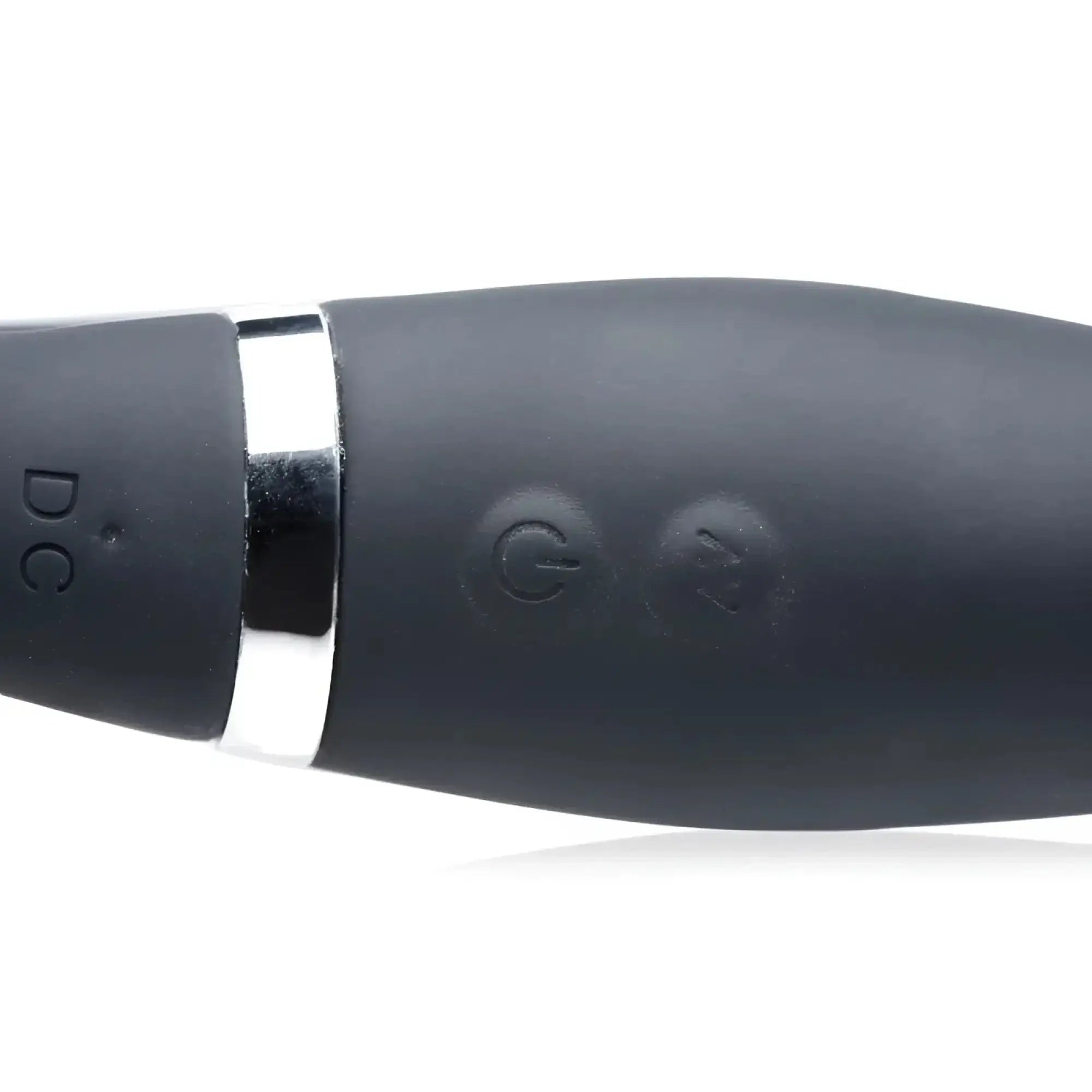 Black silicone strap u mighty rider 10x strapless strap-on with silver metallic band and two embossed control buttons
