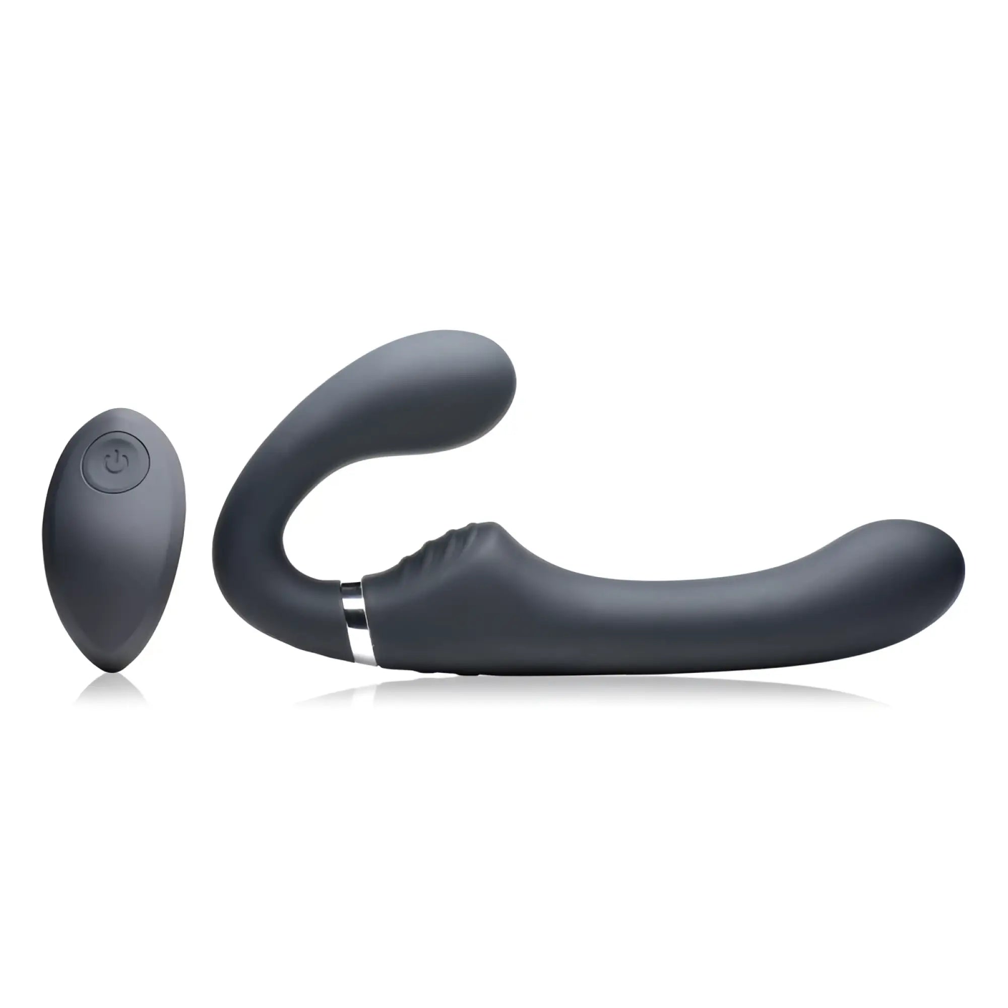Black silicone strap u mighty rider 10x strapless strap-on male masturbator with silver ring and remote controller