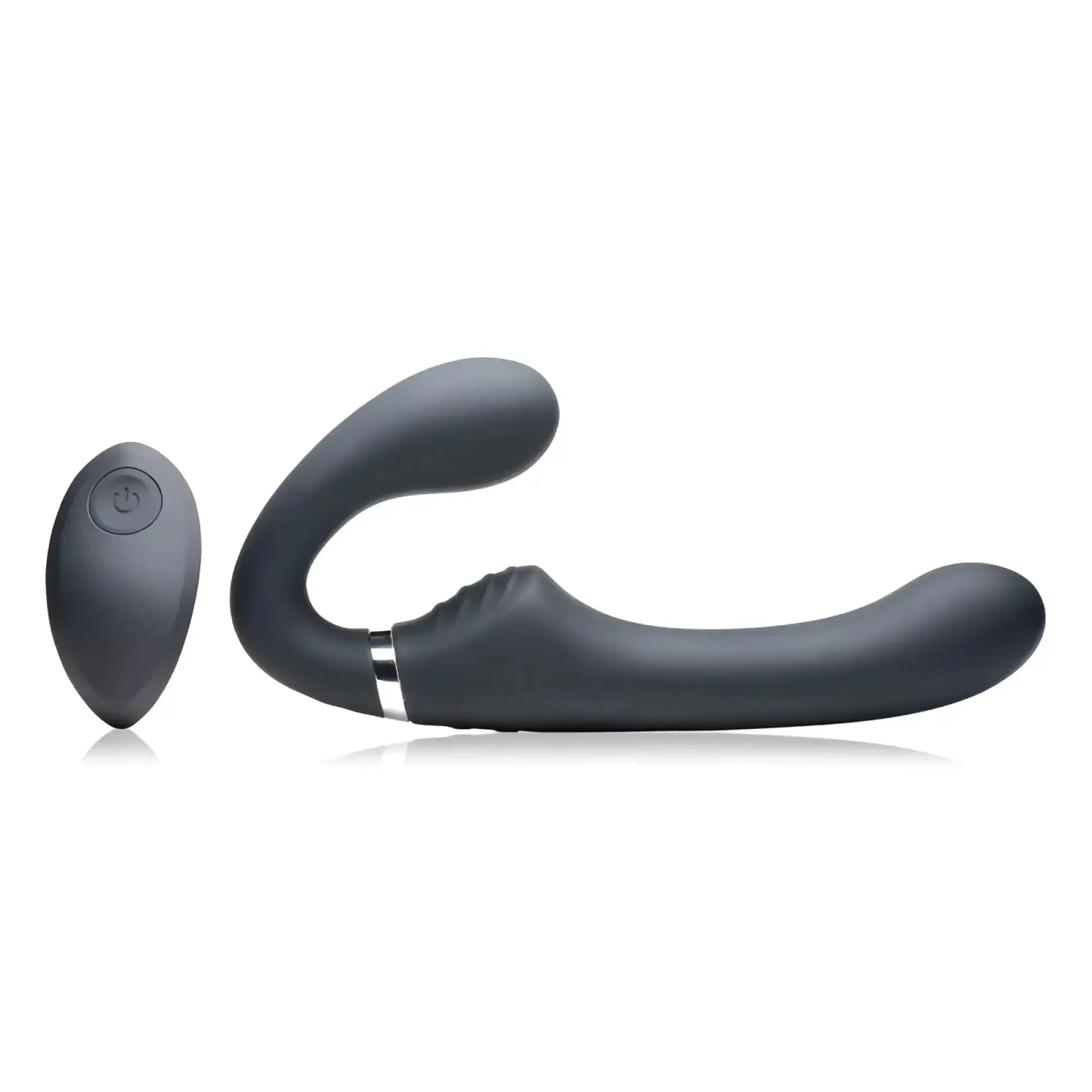 Black silicone strap u mighty rider 10x strapless strap-on male masturbator with silver ring and remote controller