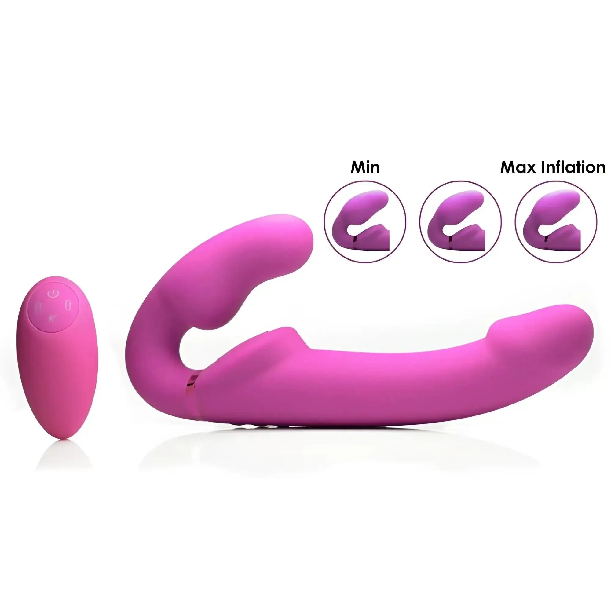 Pink silicone inflatable adult toy with remote control from strap u worlds first remote control ergo-fit strapless strap-on