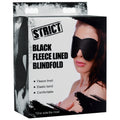 Black fleece-lined blindfold with elastic band designed for comfort and strict light blocking during use