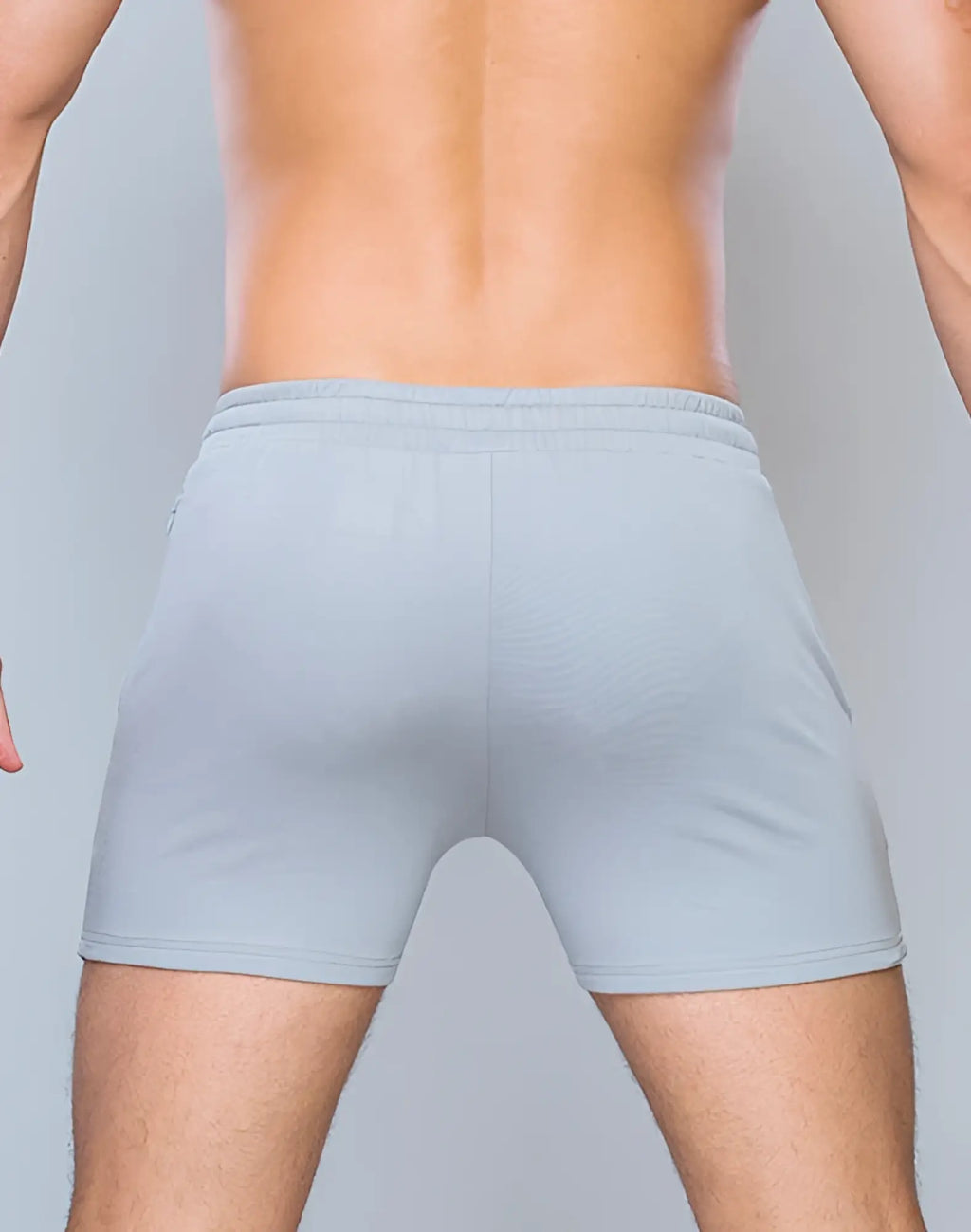 Light gray supawear 4 inch jersey shorts with elastic waistband and smooth stretchy fabric for athletic use