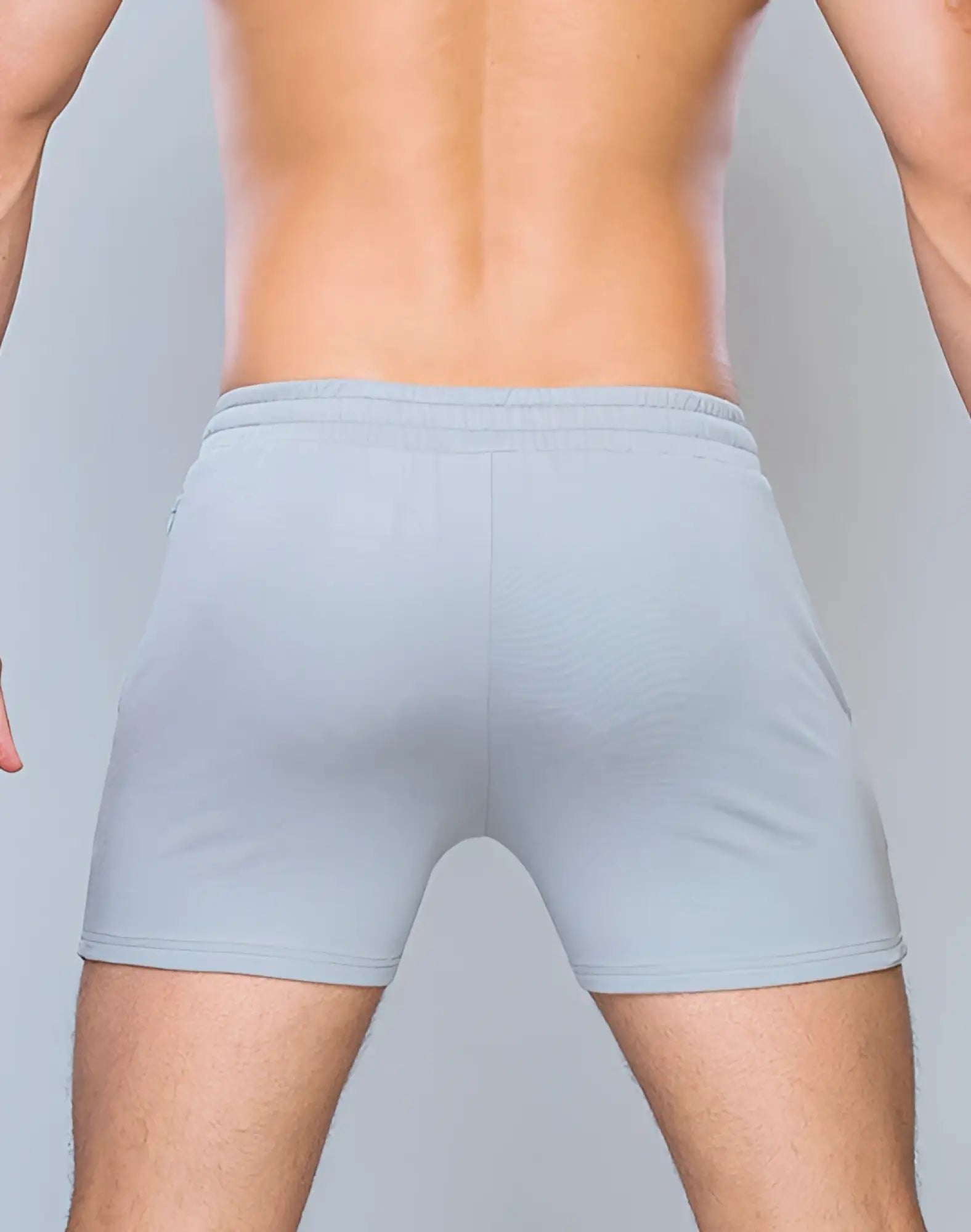 Light gray supawear 4 inch jersey shorts with elastic waistband and smooth stretchy fabric for athletic use
