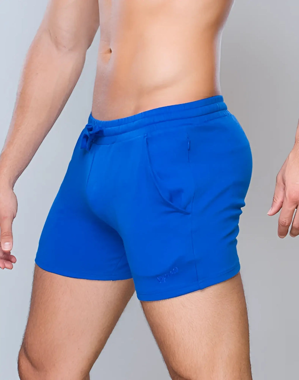 SupaWear 4 inch lapis blue jersey shorts with drawstring waistband and side pockets for athletic use
