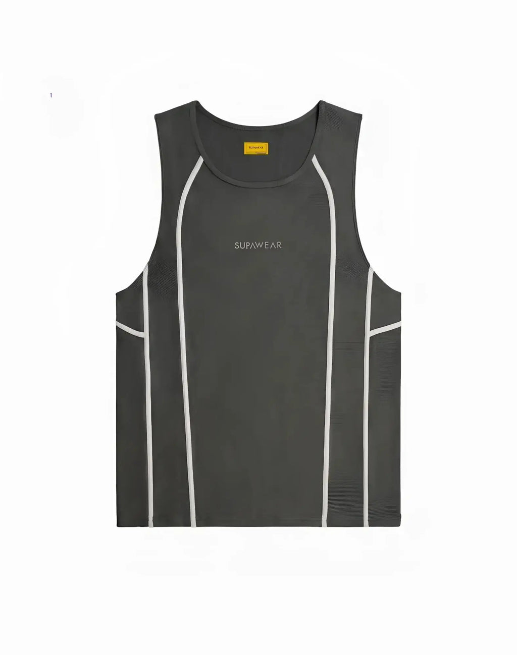 SupaWear airflow singlet grey dark gray tank top with white contrast stitching along the seams